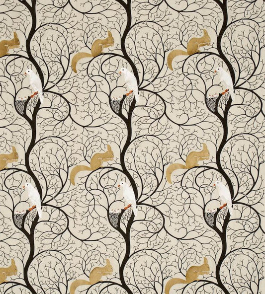 Squirrel & Dove Embroidery Fabric by Sanderson Linen/Ivory