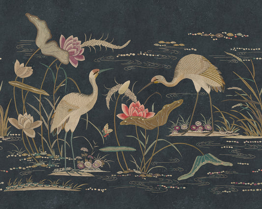 Seabirds Dark Blue mural by Sandberg