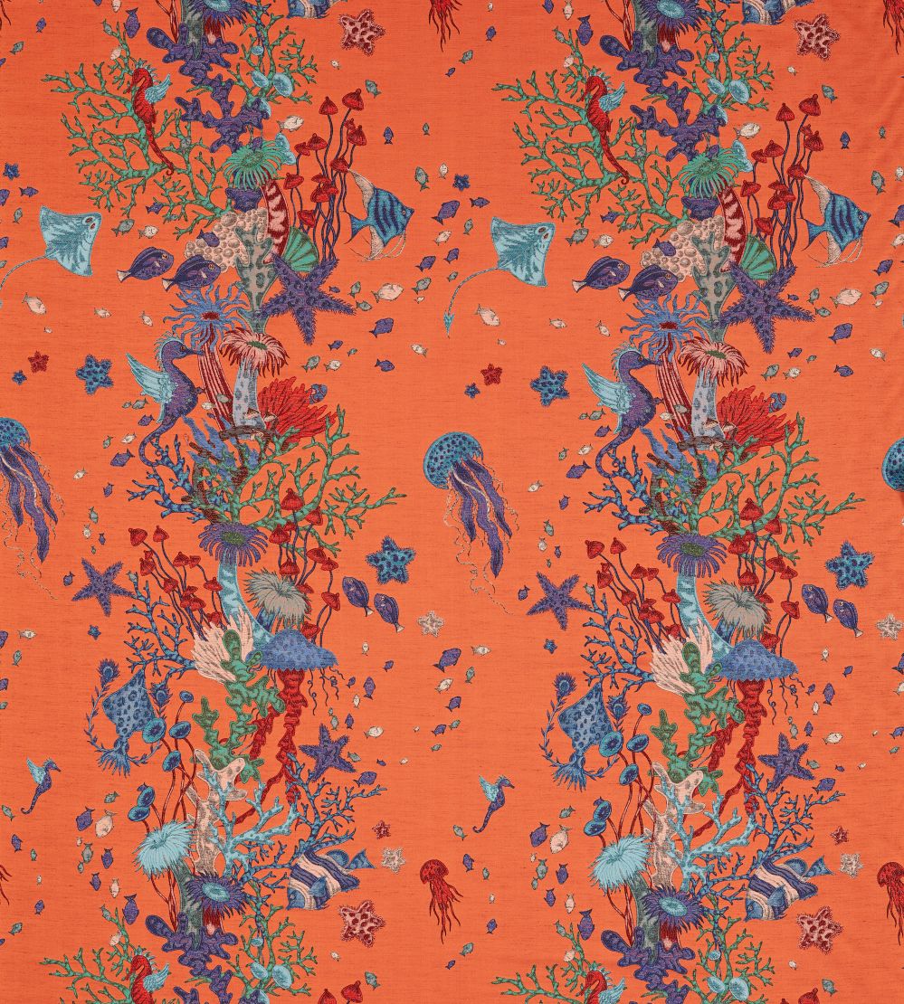 Seaforest Jacquard Fabric by Clarke & Clarke Peach