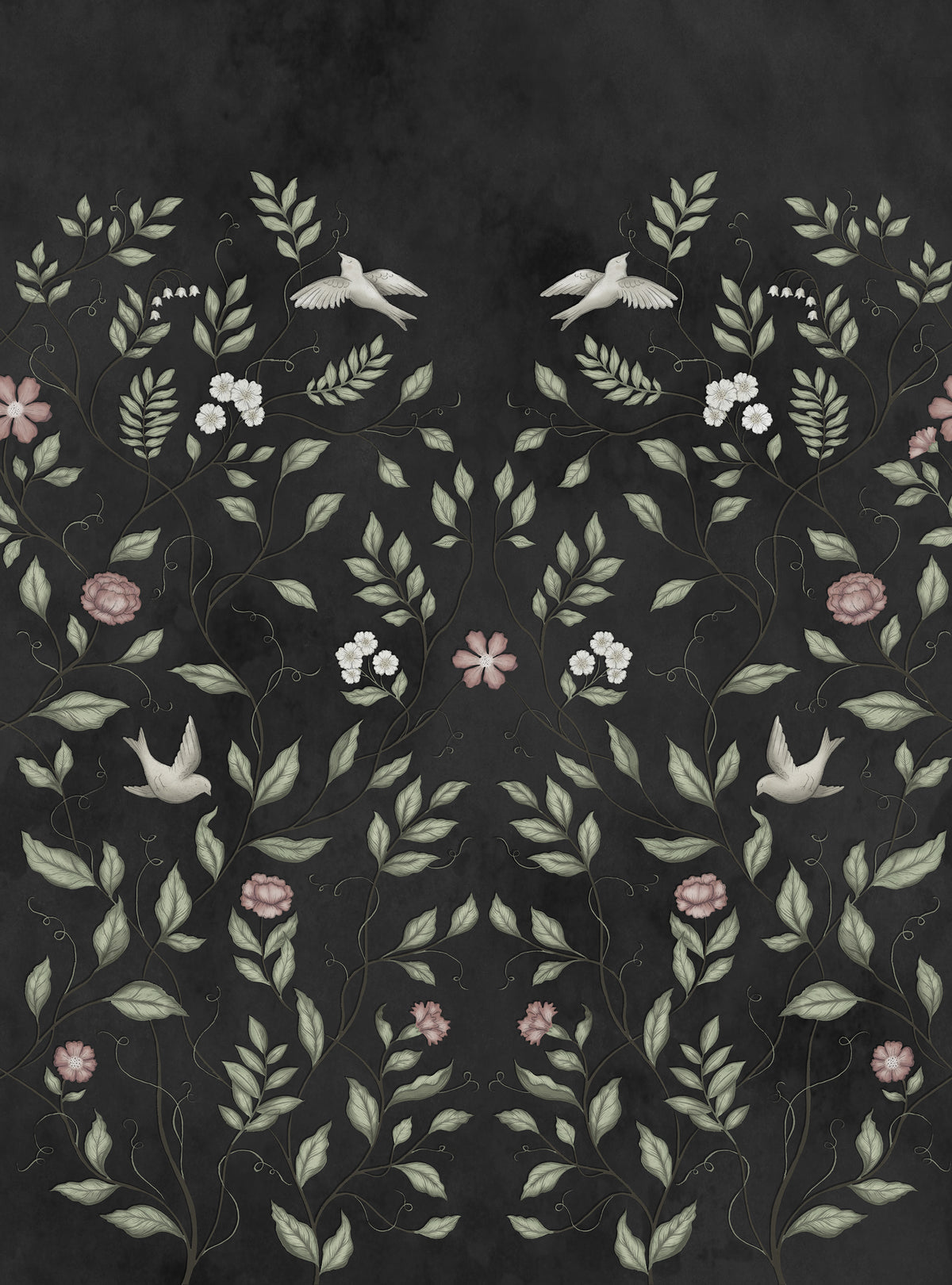 Serene Garden Black mural by Rebel Walls