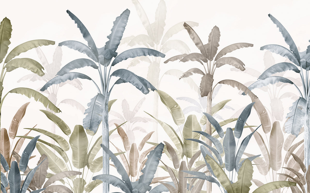 Serene Tropics Sage mural by Rebel Walls