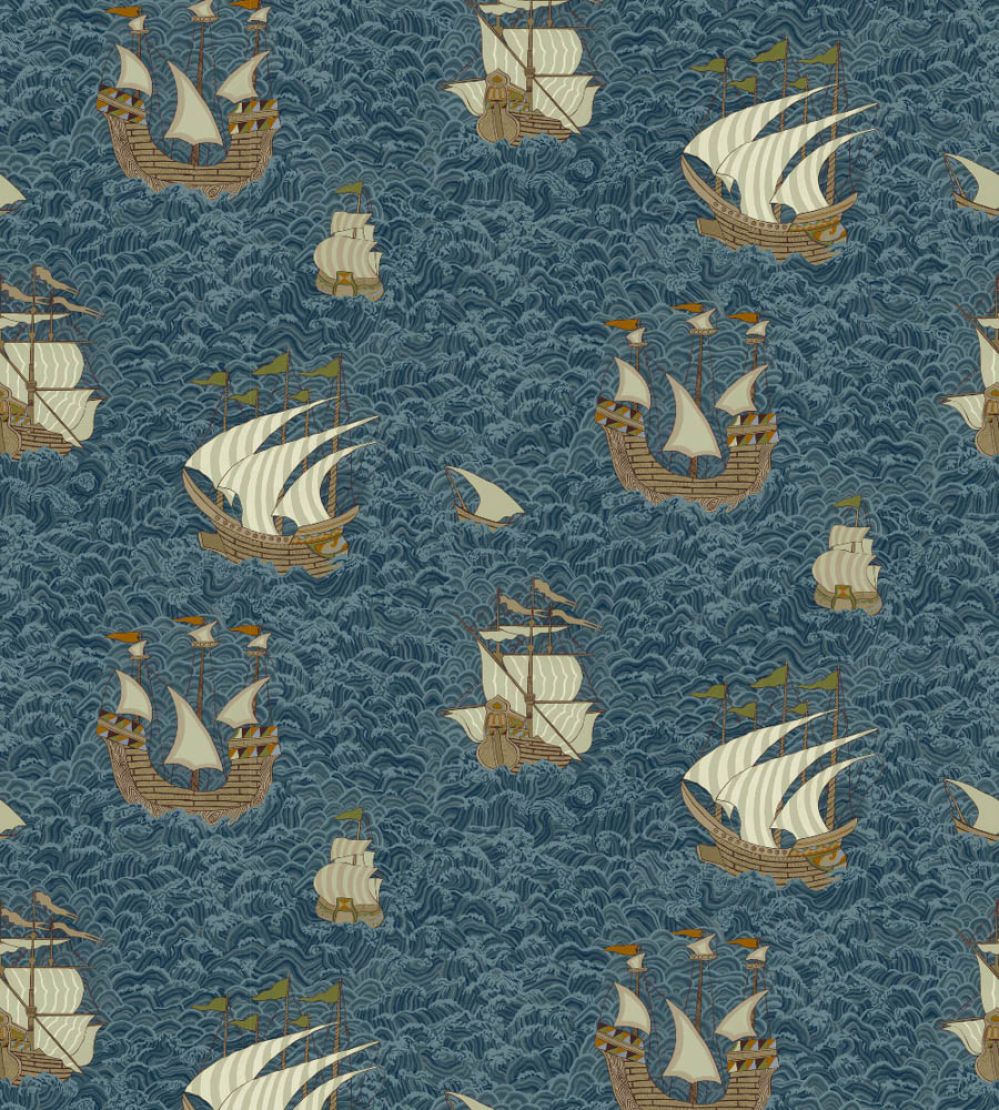 Ships Wallpaper by Josephine Munsey Dark Blue