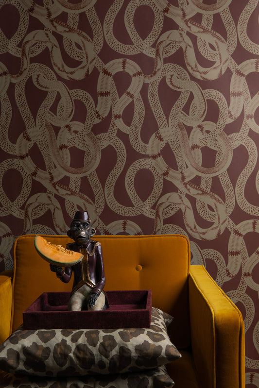 Snake Peek Wallpaper by Studio Lisa Bengtsson in Red
