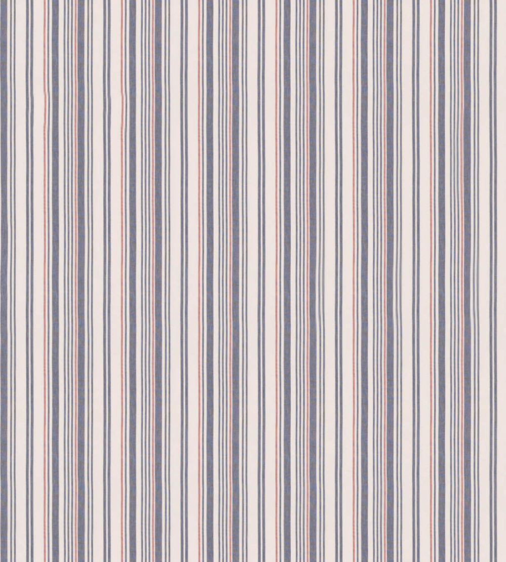 Spinnaker Stripe Fabric by Mulberry Home Indigo/Red
