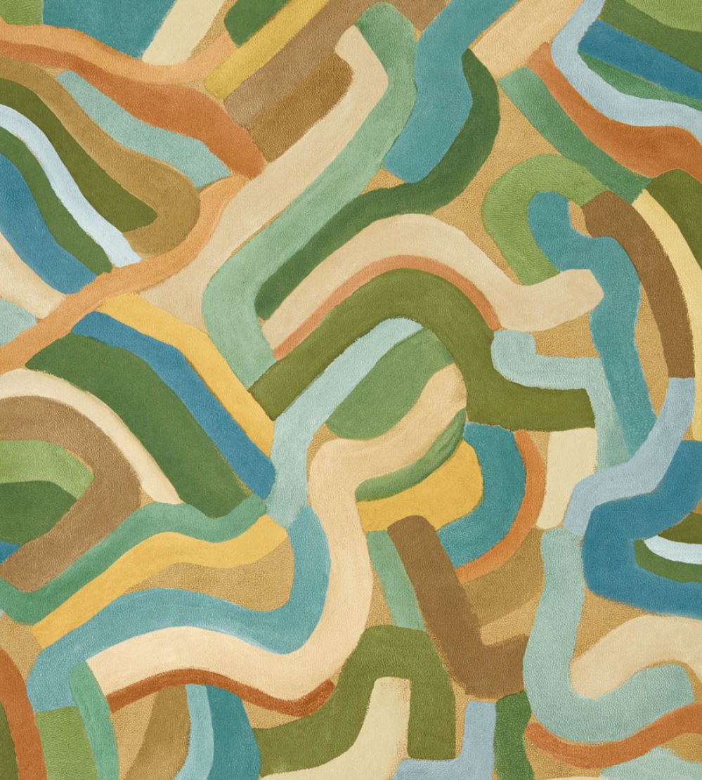 Spiralis Wallpaper by Harlequin Ochre/Turquoise/Forest