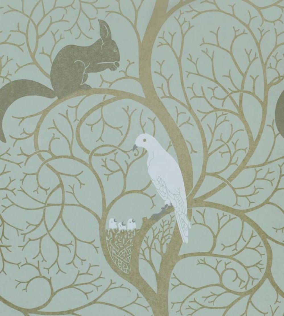 Squirrel & Dove Wallpaper by Sanderson Eggshell/Ivory