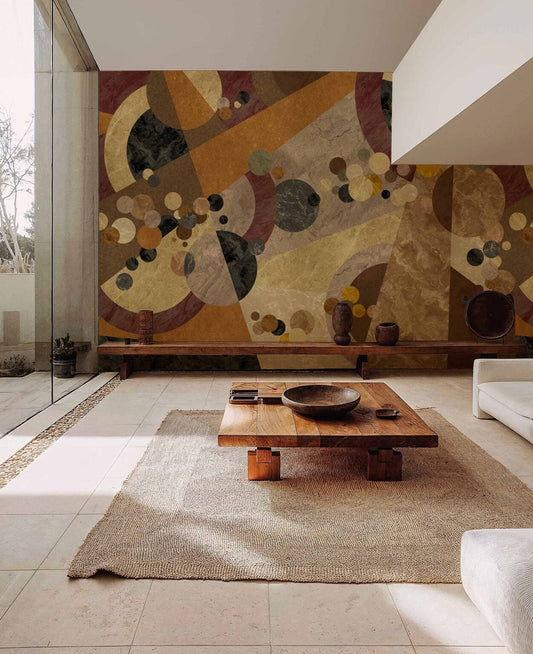 Starfield mural by Coordonné in Gold, shown in a styled room
