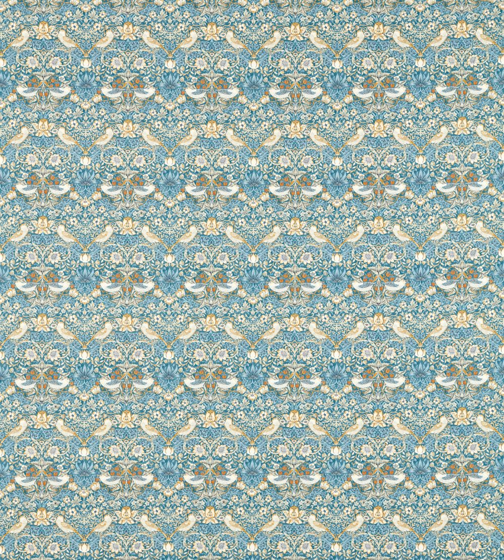 Strawberry Thief Fabric by Clarke & Clarke Denim/Spice