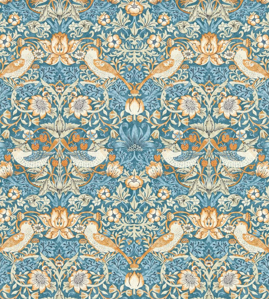 Strawberry Thief Wallpaper by Clarke & Clarke Denim/Spice