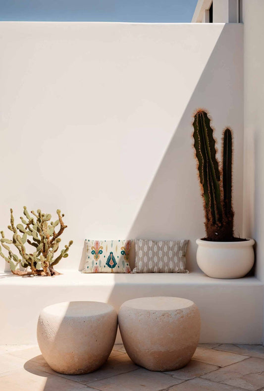 Sumba fabric by Coordonné in Cream, shown in a styled room