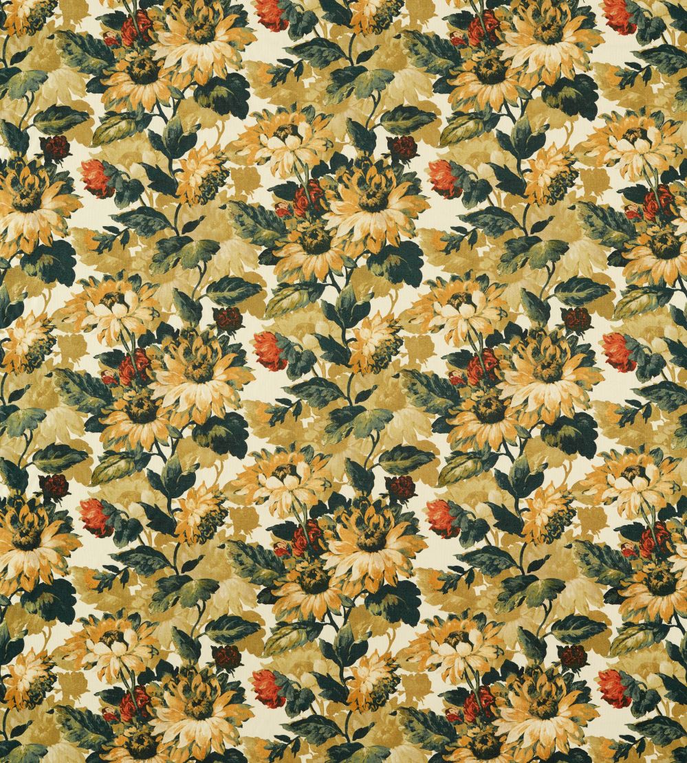 Sunforest Fabric by Clarke & Clarke Olive/Russet