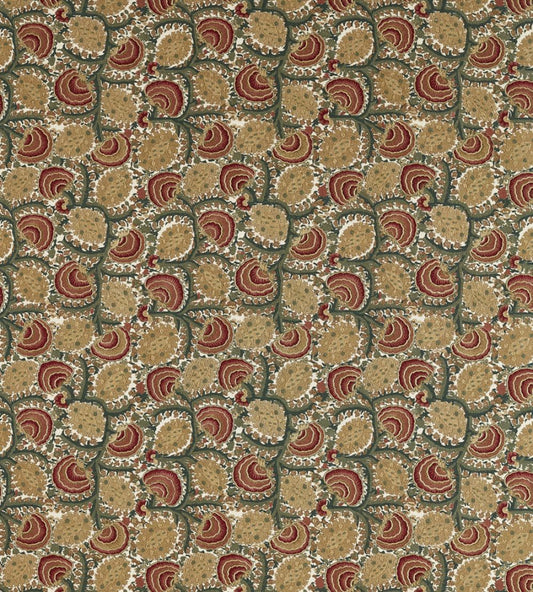 Suzani Archive Embroidery Fabric by Zoffany Russet/Sage Green