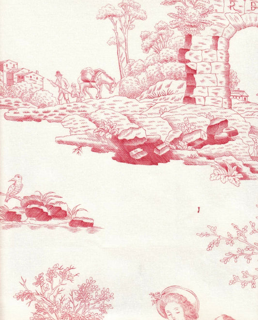 Temple d'Amour Toile Saumon fabric by Charles Burger