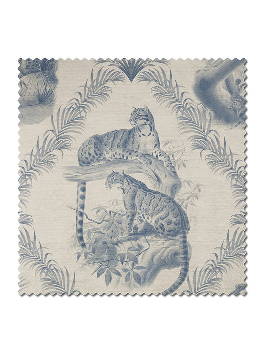 The Fierce & The Fabulous Velvet Fabric by Divine Savages in Heritage Blue, pattern swatch