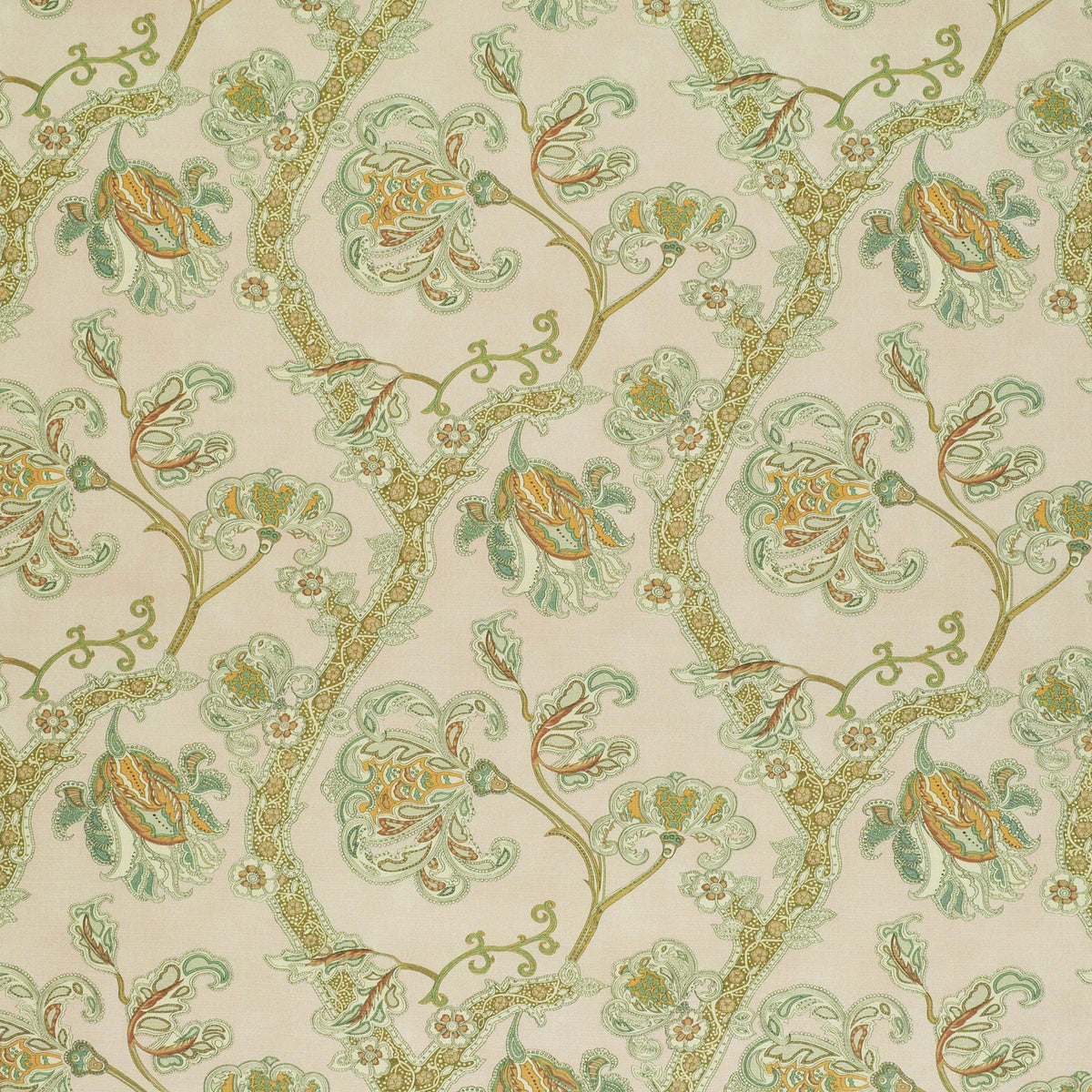 The ReBorn House TRH2345 Fabric, colorway TRH2345.D - botanical in blue, green, orange