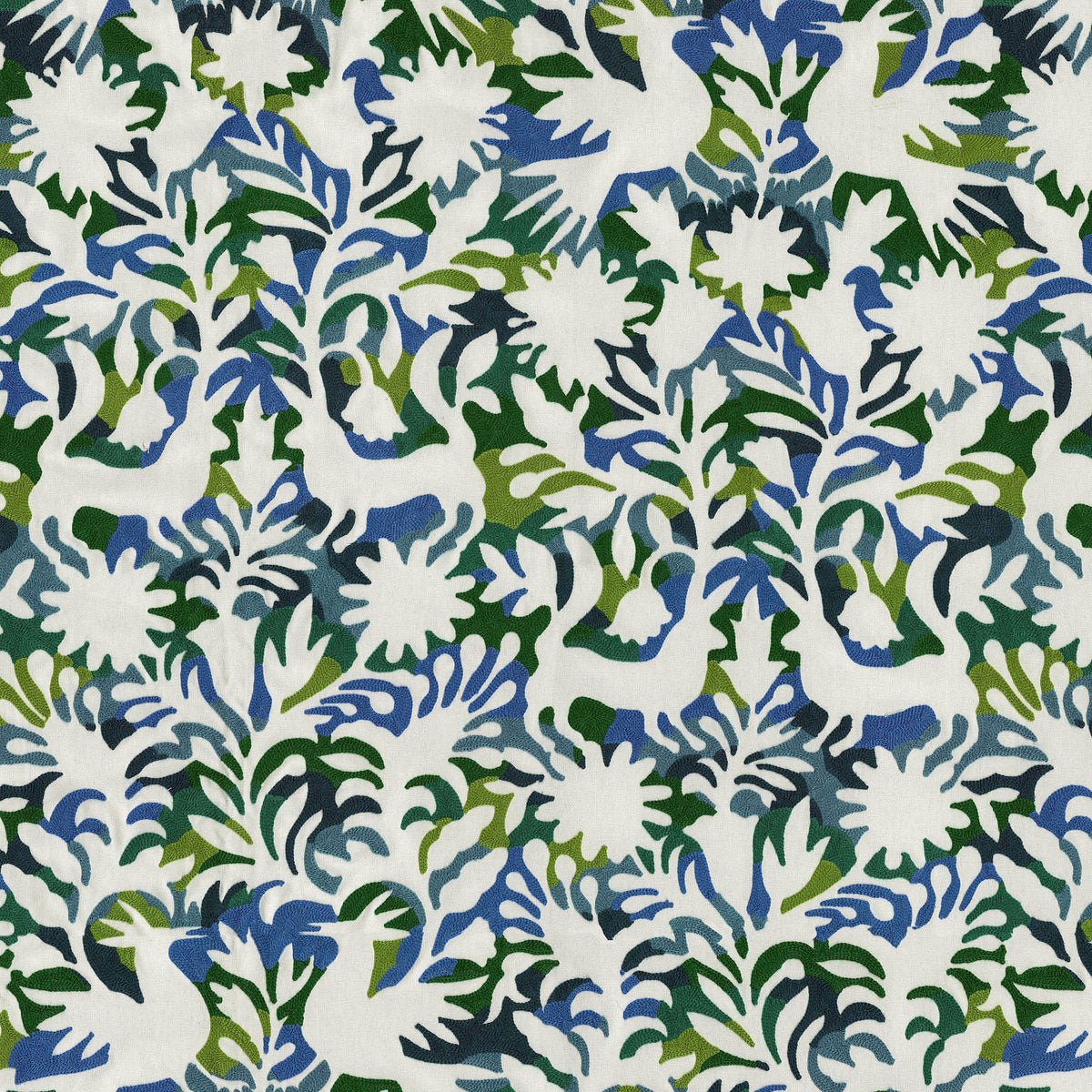 The ReBorn House TRH2501 Fabric, colorway TRH2501.B - botanical / animal in blue, pink, yellow