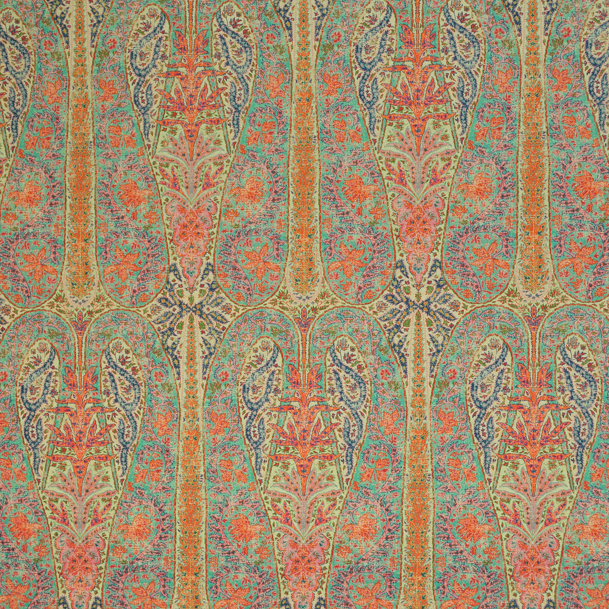 The ReBorn House TRH3091 Fabric, colorway TRH3091.D - paisley in teal, green, orange