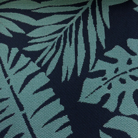 The ReBorn House TRH5681 Outdoor Performance Jacquard in Azul, colorway TRH5681.B, palm leaf in blue, teal and black