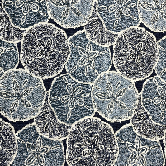 The ReBorn House TRH5707 Outdoor Performance Jacquard in Dark Navy, colorway TRH5707.B, coastal in blue and grey