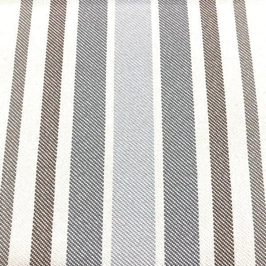 The ReBorn House TRH5714 Outdoor Performance Fabric in Mineral, colorway TRH5714.B, cabana stripe in grey and white
