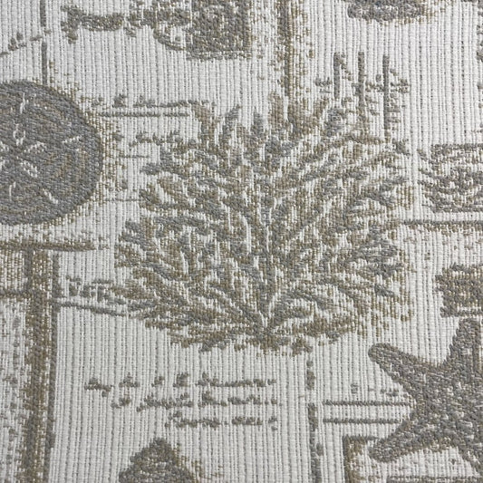 The ReBorn House TRH5739 Outdoor Performance Jacquard in Natural, colorway TRH5739.B, coastal in neutral and grey