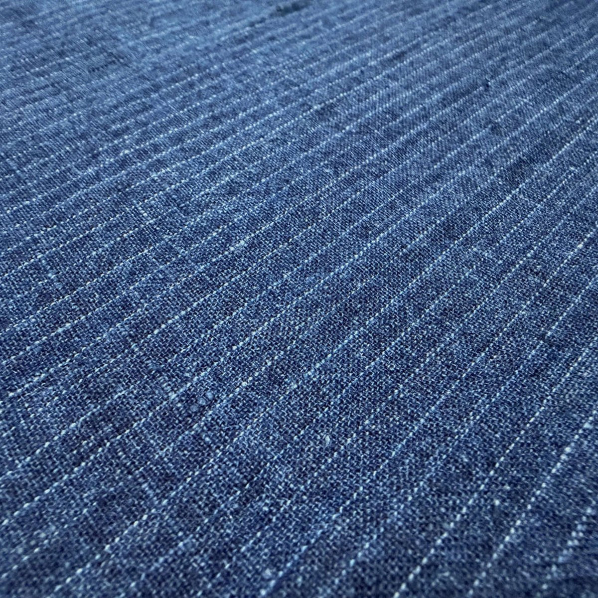 The ReBorn House TRH5778 Men-Asa Aizome Indigo Stripe Cotton-Hemp in Kon Fine Stripe, colorway TRH5778.A, flat fabric swatch