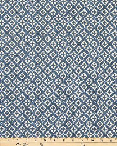 The ReBorn House TRH5921 Performance Fabric in Denim, colorway TRH5921.A, shown with a yardstick for scale
