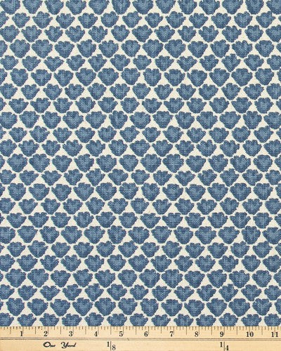 The ReBorn House TRH5924 Performance Fabric in Denim, colorway TRH5924.A, shown with a yardstick for scale