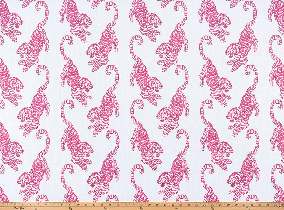 The ReBorn House TRH5987 Performance Fabric in Rose Pink, colorway TRH5987.B, animal in pink and white