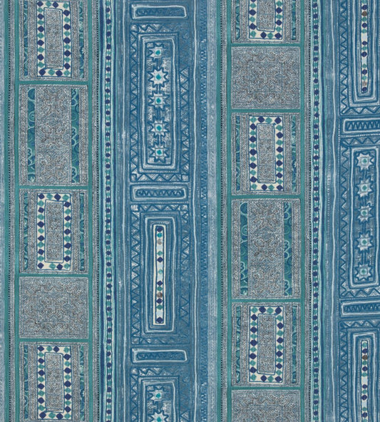 Time Teller Fabric by Christopher Farr Cloth Indigo