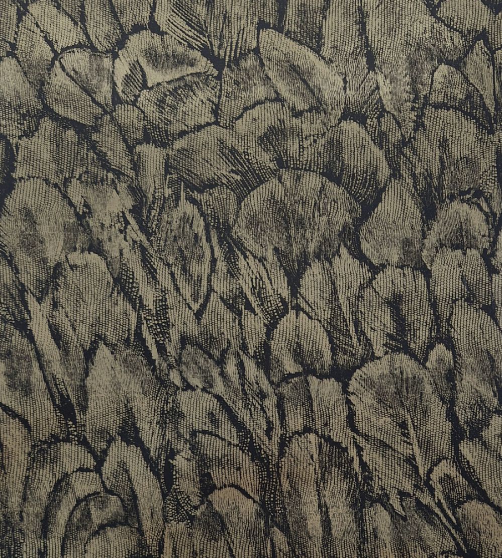 Tranquil Foil Wallpaper by 1838 Wallcoverings Jet