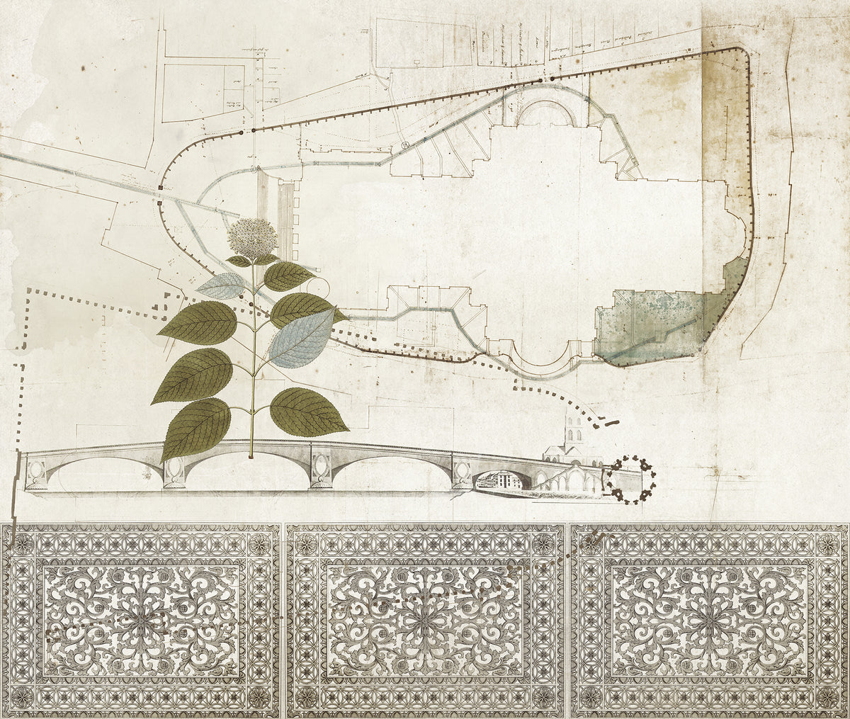 Tres Tintas BRIDGE Beige mural by Rebel Walls