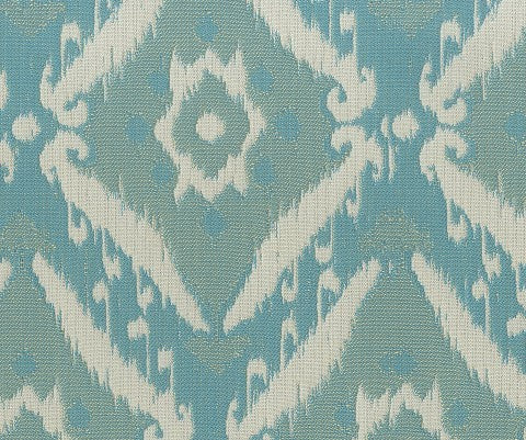 TRH5861 Ikat Medallion Outdoor Fabric swatch, colorway TRH5861.B (blue)