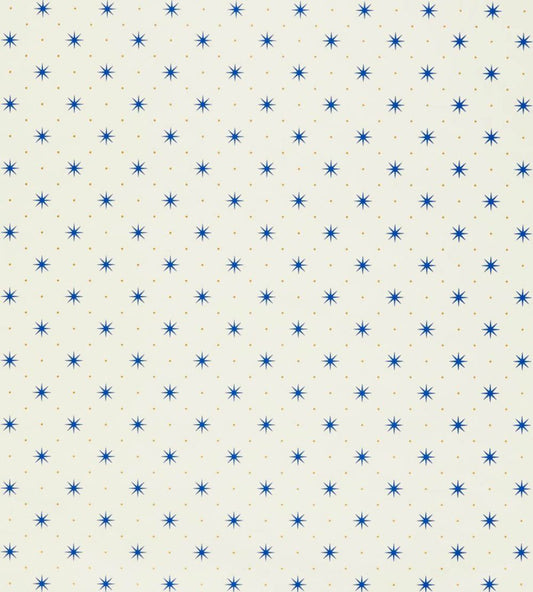 Trixie Wallpaper by Scalamandre Blue & Gold On White