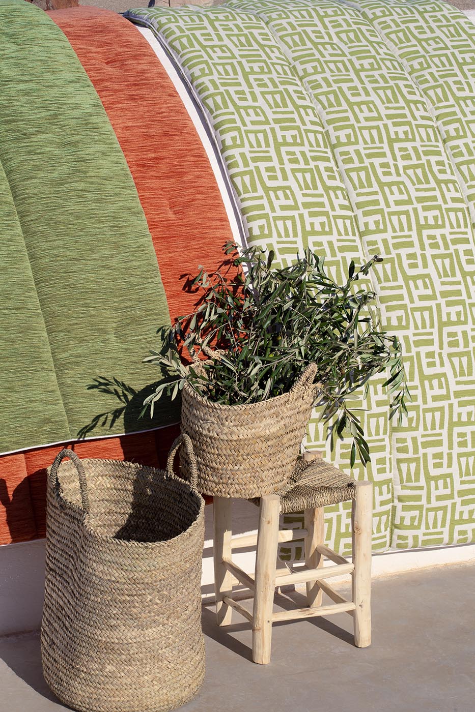 Tsomba Outdoor Fabric by Le Manach shown in a room setting (view 2)