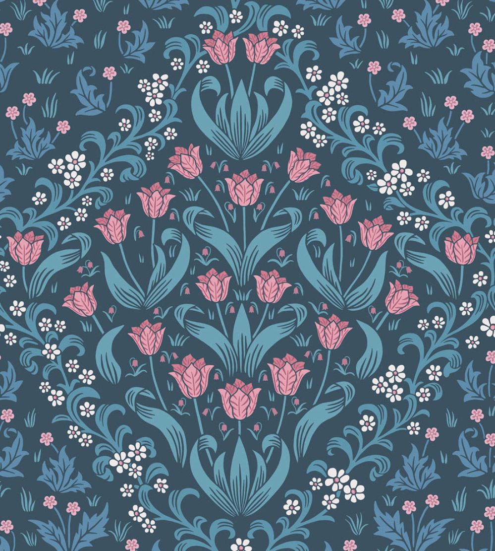 Tudor Garden Wallpaper by Cole & Son Fuchsia Blue