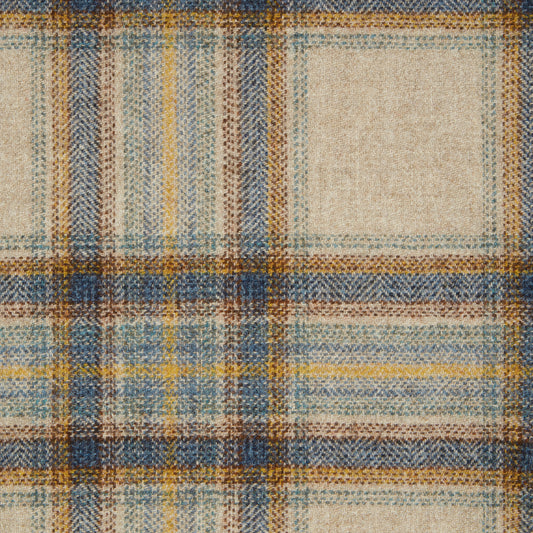 Wentworth Check Wool Fabric by Abraham Moon Natural Denim