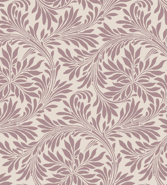 V&A Rolling Leaves Fabric by Arley House Pink