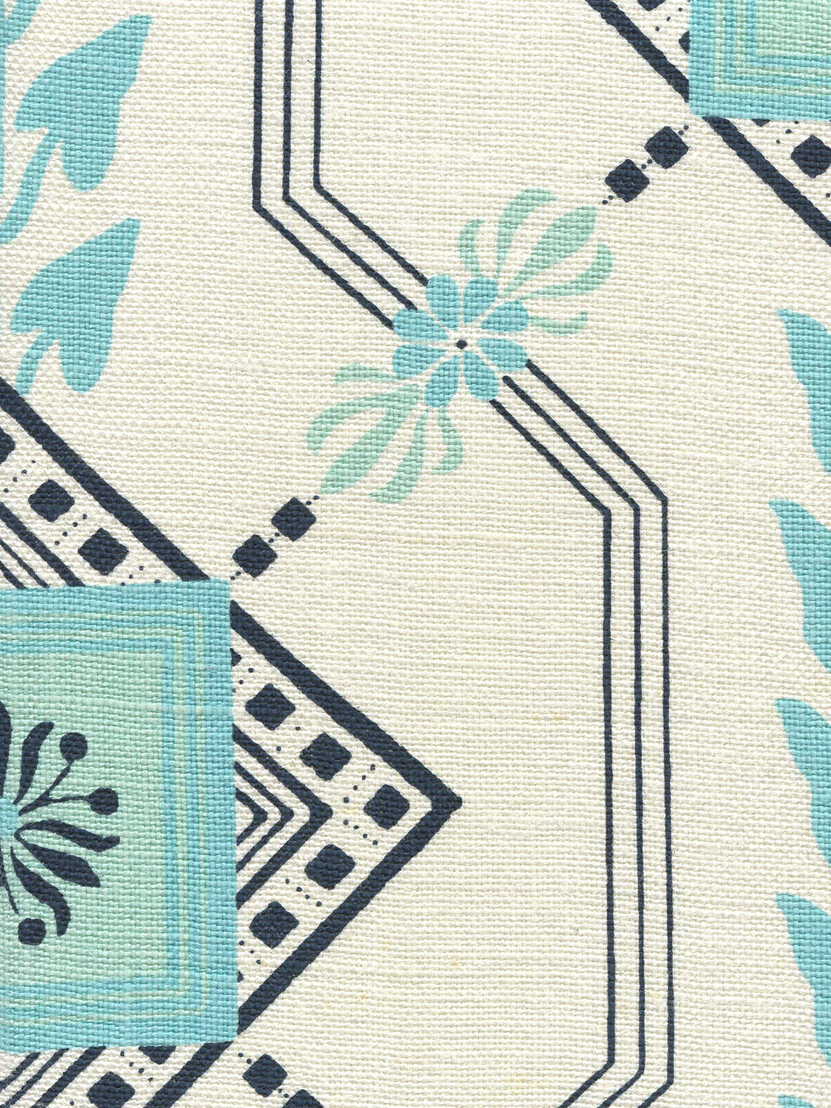 Vanderpoel Stripe Turquoise Navy on Heavy Linen fabric by Quadrille