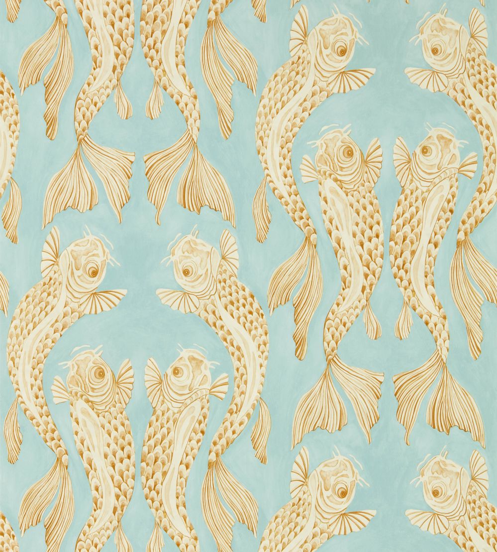 Voyaging Koi Wallpaper by Sanderson Clear Sky / Persimmon
