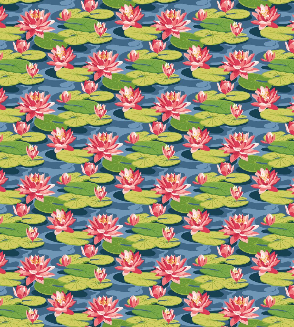 Waterlily Wallpaper by Ohpopsi Midnight Rouge
