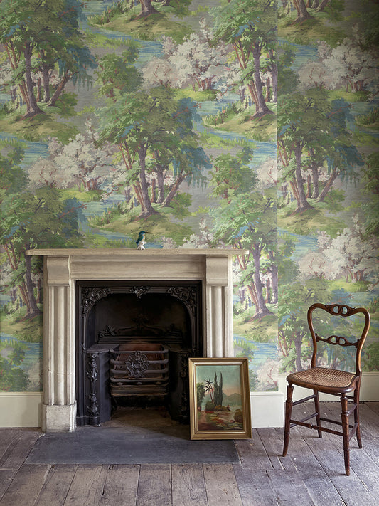 Wild Wild Woods Grasscloth Wallpaper by Divine Savages in Wild Wild Woods, room setting