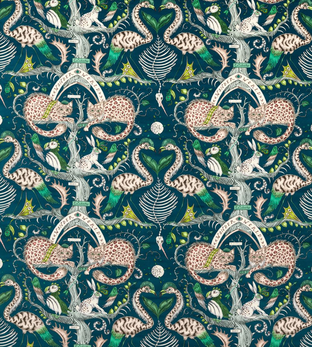 Wonder World Velvet Fabric by Clarke & Clarke Teal