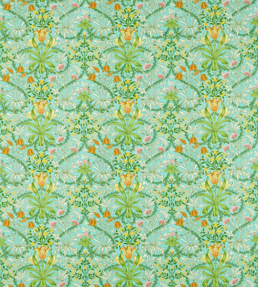 Woodland Weeds Fabric by Morris & Co Orange/Turquoise