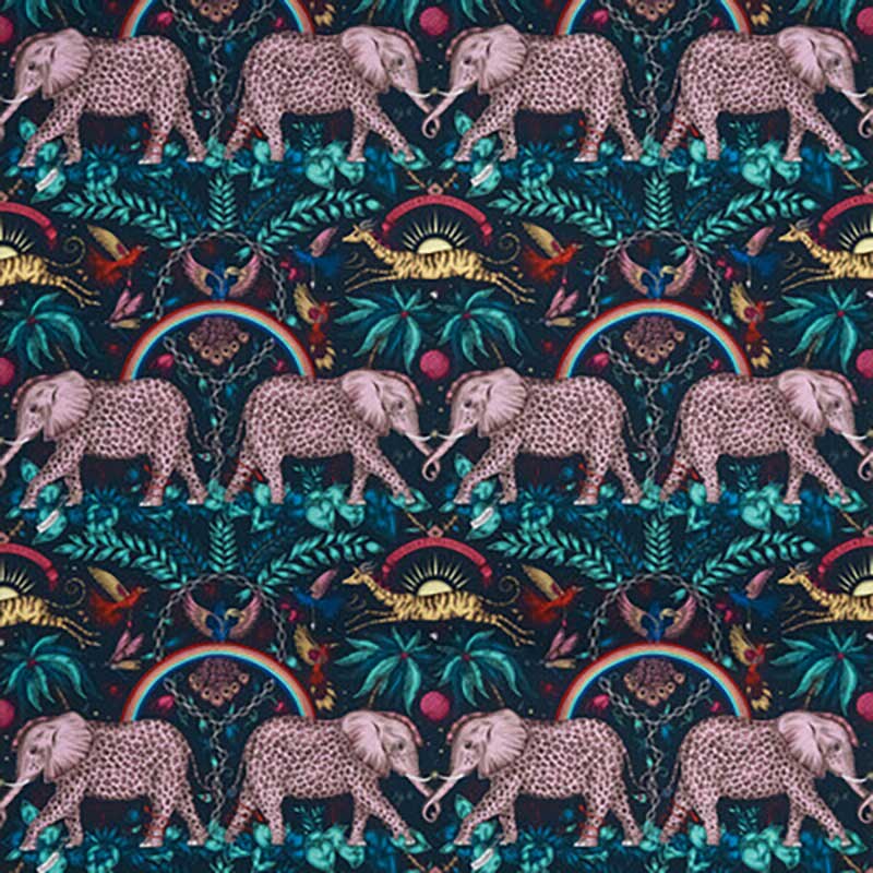 Zambezi Satin Navy fabric by Clarke & Clarke
