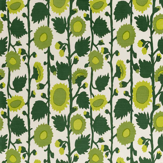 Zinnia Linearis Multi Greens on Light Tint fabric by Alan Campbell