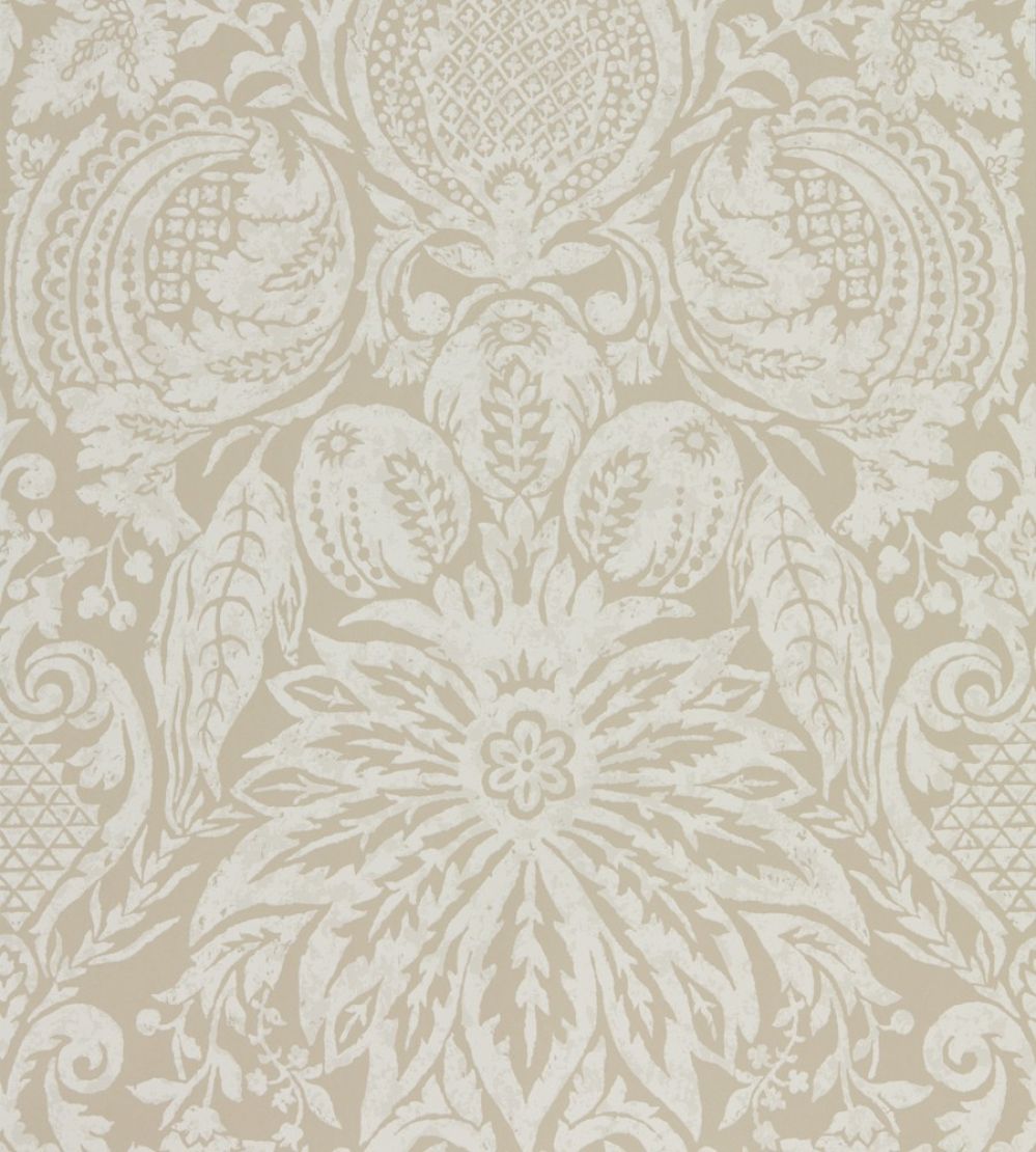Mitford Damask Wallpaper by Zoffany Stone