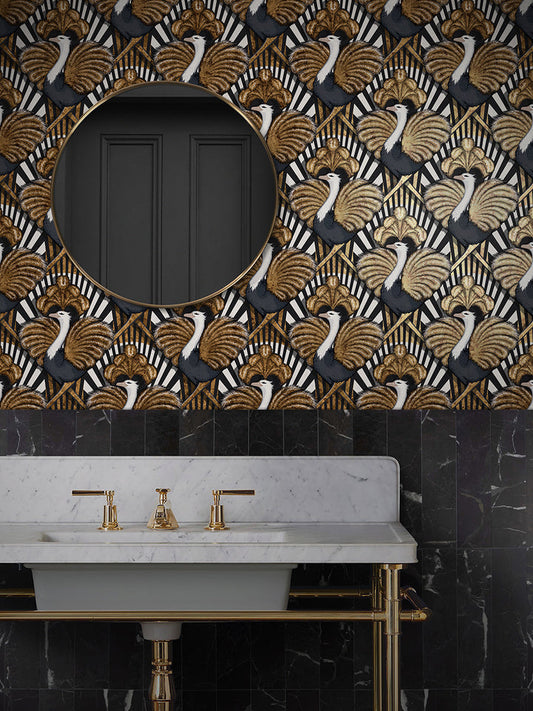 Zsa Zsa Gold Leaf Wallpaper by Divine Savages in Gold Leaf, room setting