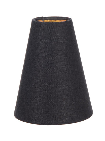 Tapered Deep Empire style Chandelier Shades, Black Linen with gold foil lining