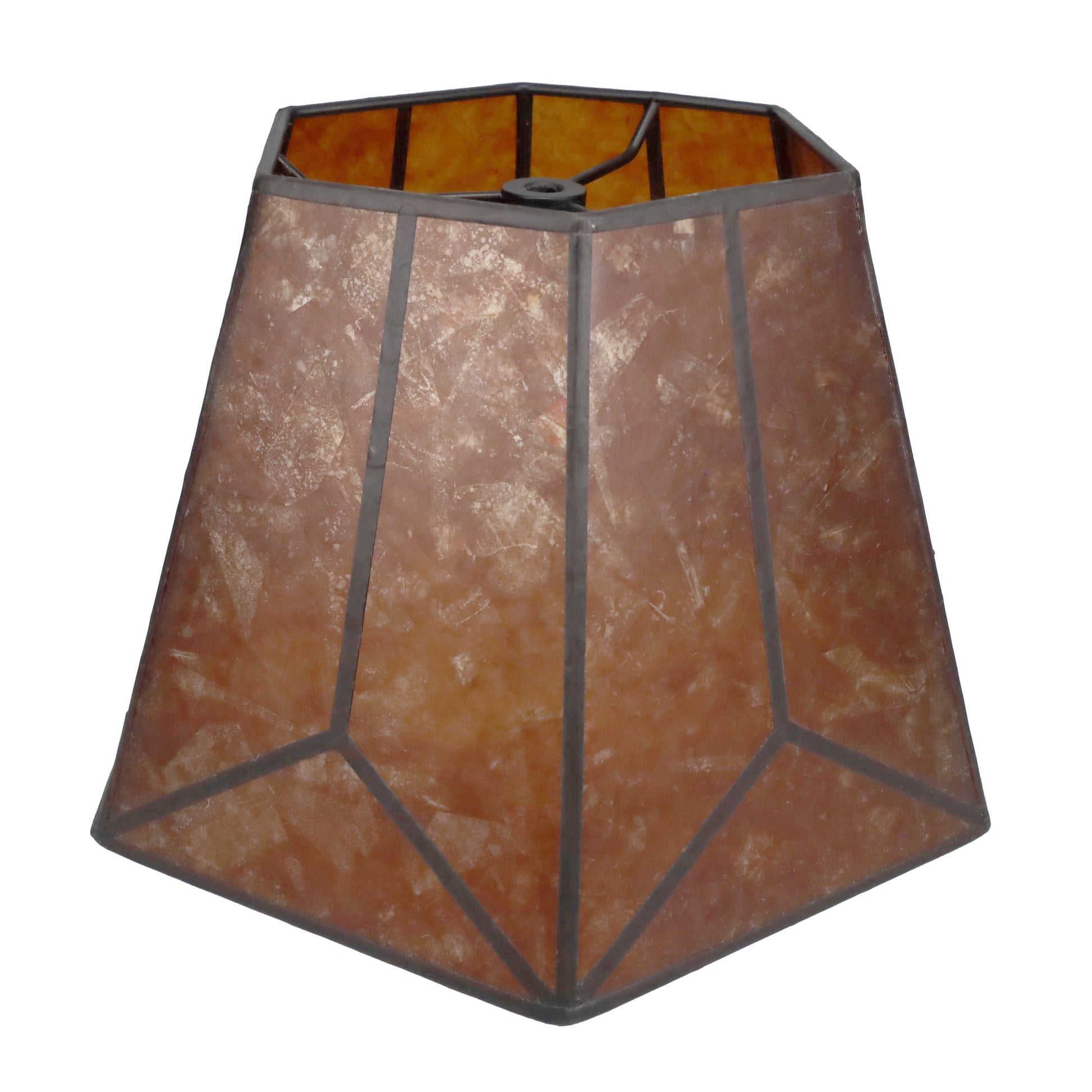 Amber Hexagon Style Mica Lampshade, 1/2" Recessed Washer Fitter